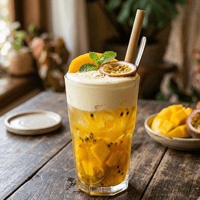 Trà xoài chanh leo kem cheese (Macchiato)